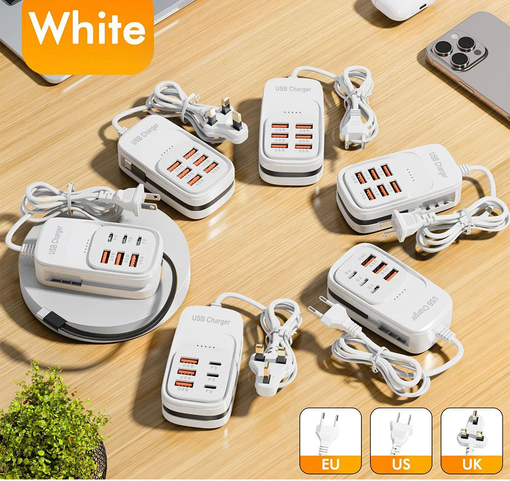 Estación de Carga USB 6 en 1 con Carga Rápida