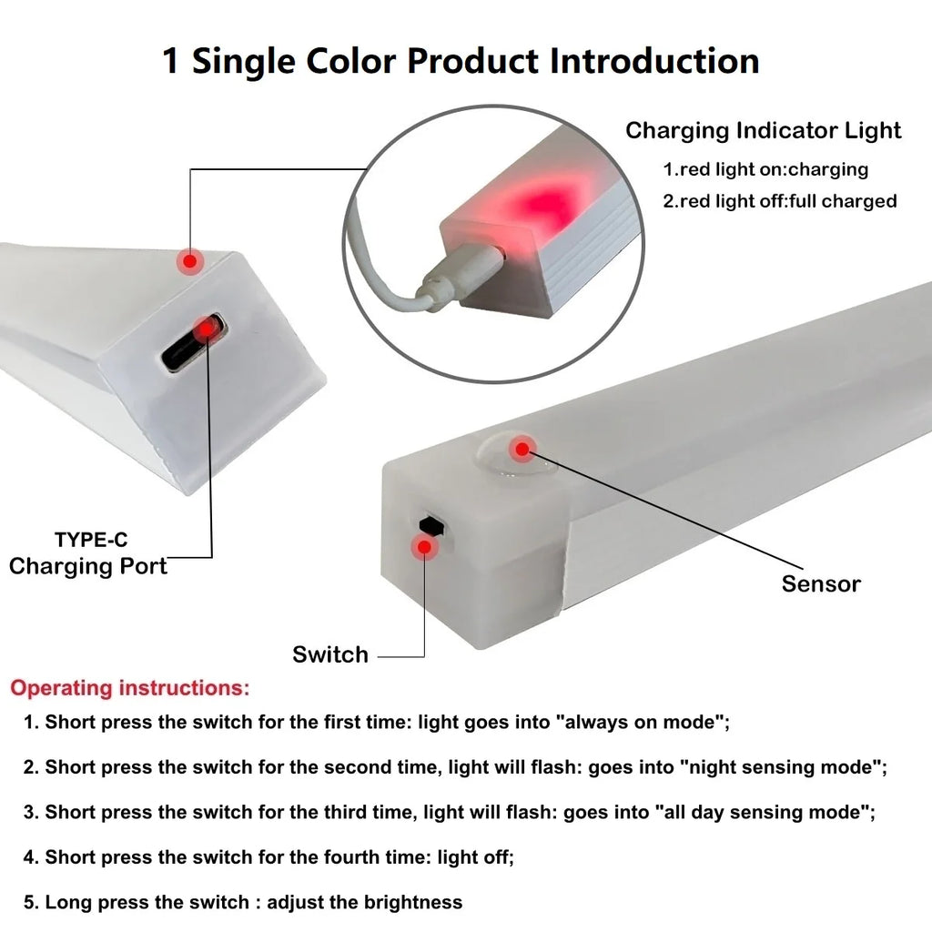 Luz LED Recargable USB con sensor de movimiento