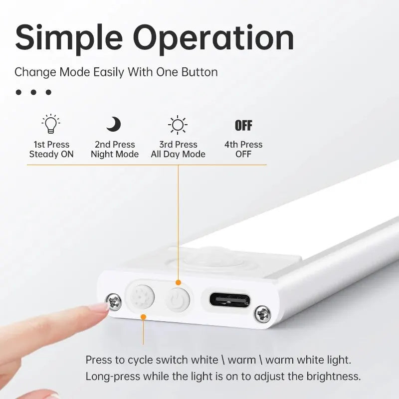 Luz LED Recargable USB con Sensor de Movimiento 50 cm