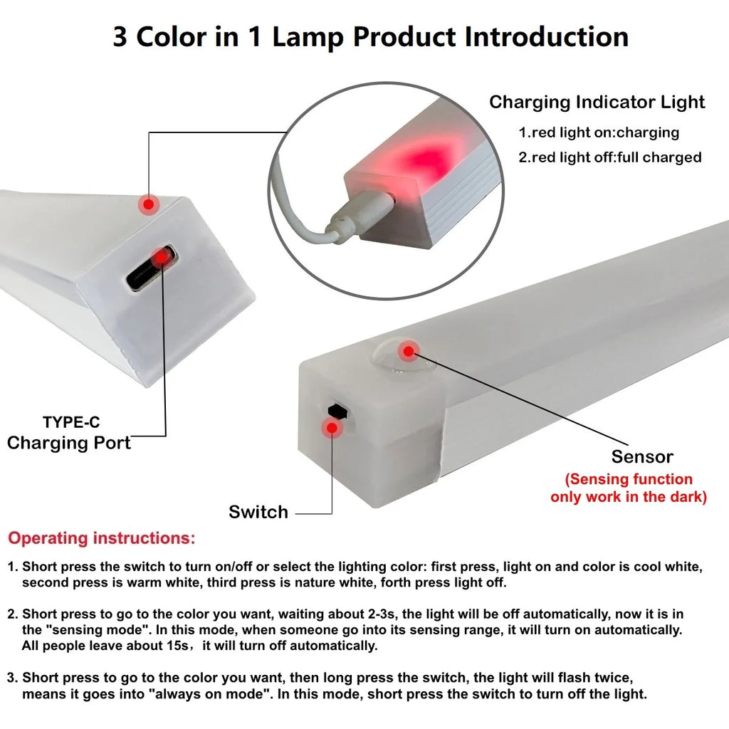 Luz LED Recargable USB con sensor de movimiento