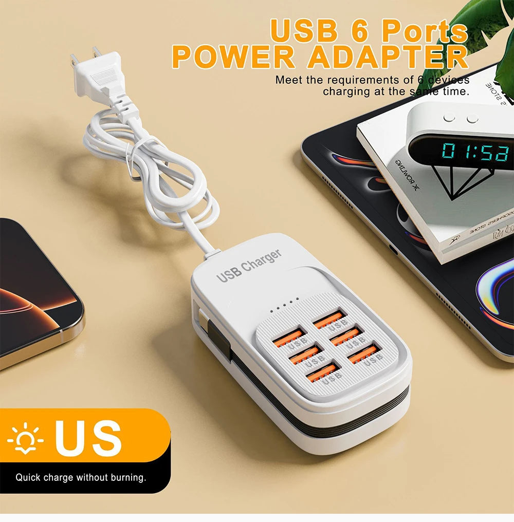 Estación de Carga USB 6 en 1 con Carga Rápida