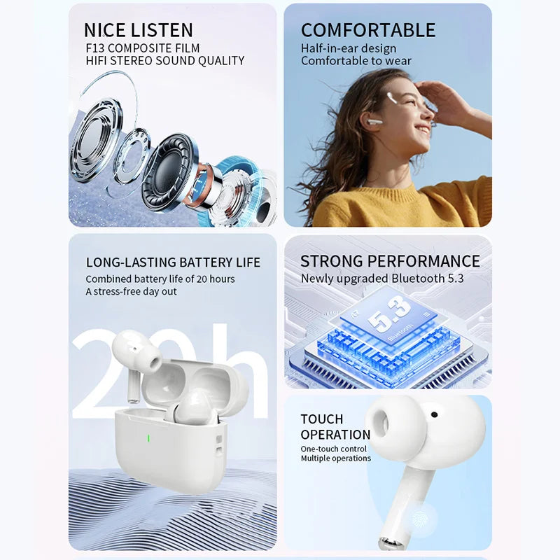 Audífonos Inalámbricos Bluetooth 5.3 A7 Pro TWS HiFi con Micrófono y Estuche de Carga