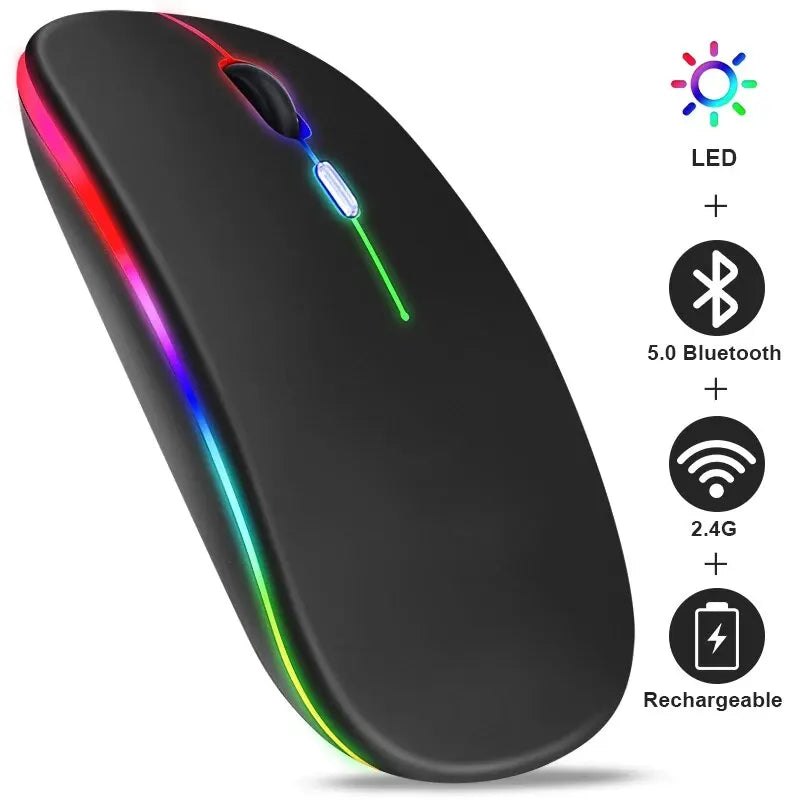 Mouse Inalámbrico RGB Recargable Bluetooth 5.0 para laptop y PC