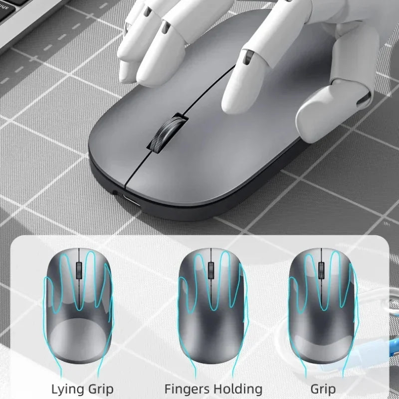 Mouse Inalámbrico Recargable Bluetooth y 2.4G Silencioso con Carga USB Tipo C