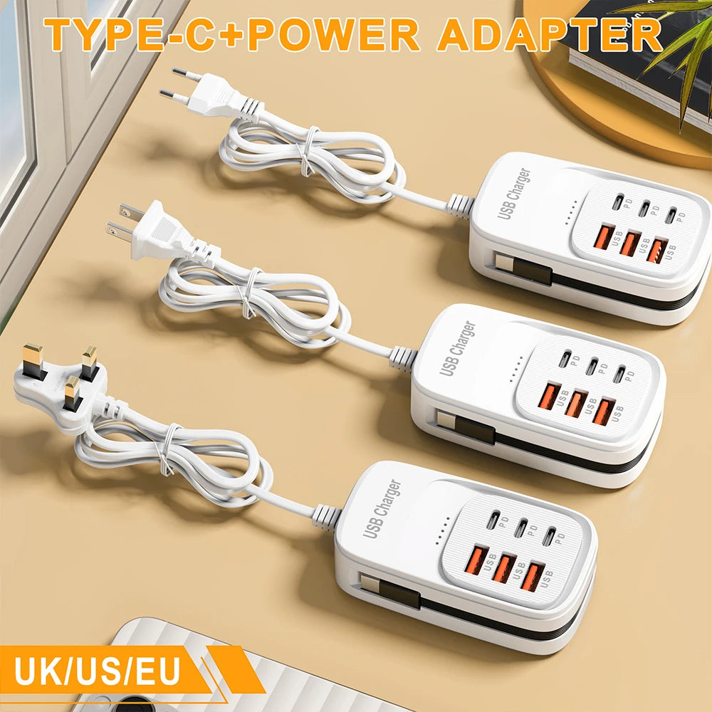 Estación de Carga USB 6 en 1 con Carga Rápida
