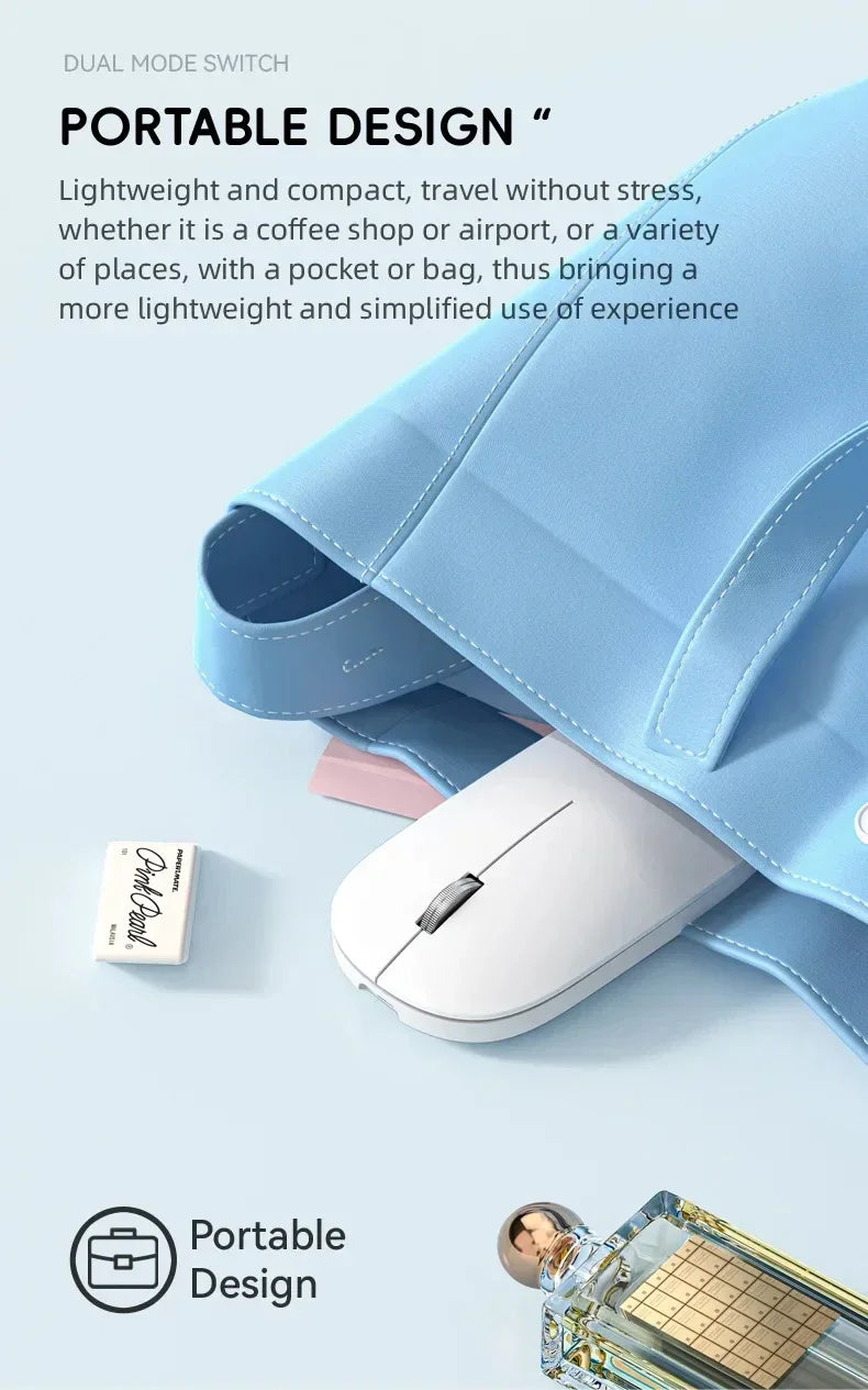 Mouse Inalámbrico Recargable Bluetooth y 2.4G Silencioso con Carga USB Tipo C