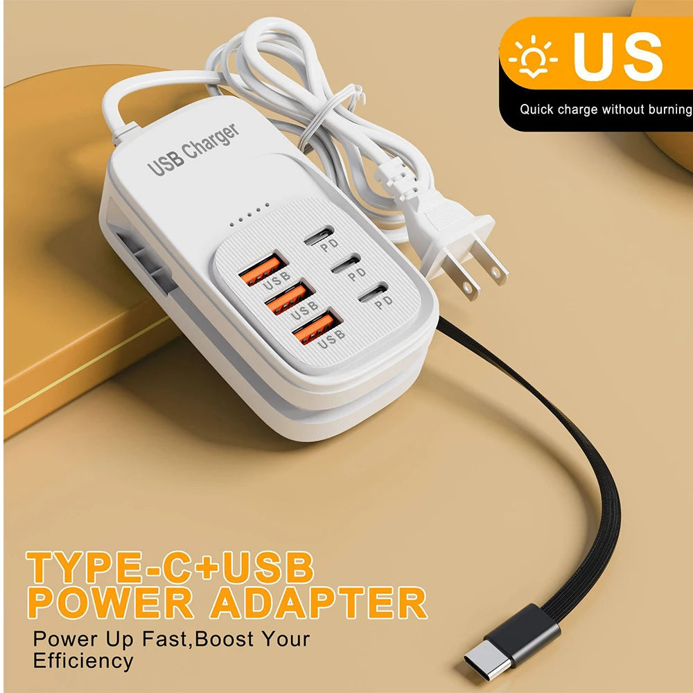 Estación de Carga USB 6 en 1 con Carga Rápida