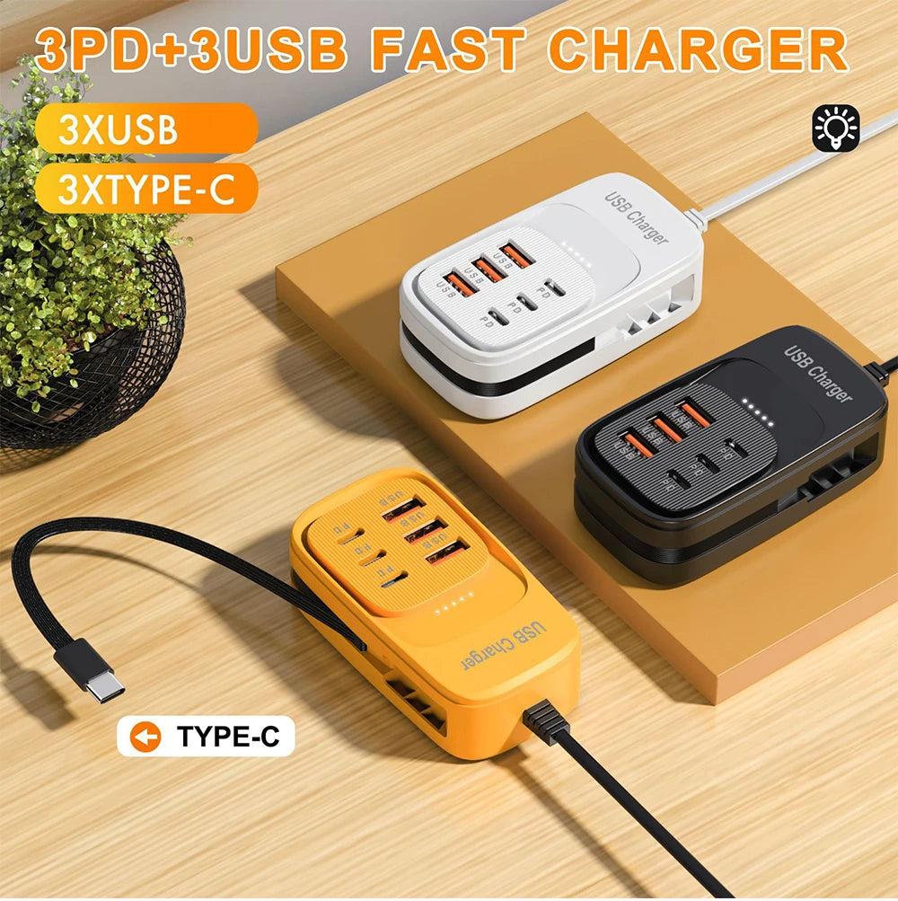 Estación de Carga USB 6 en 1 con Carga Rápida