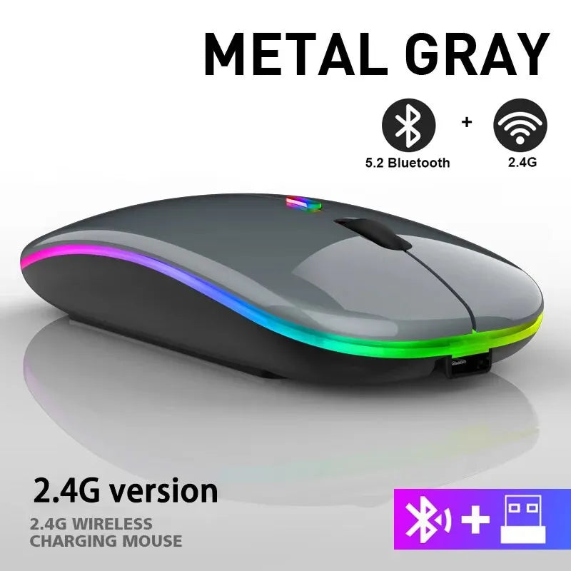Mouse Inalámbrico RGB Recargable Bluetooth 5.0 para laptop y PC