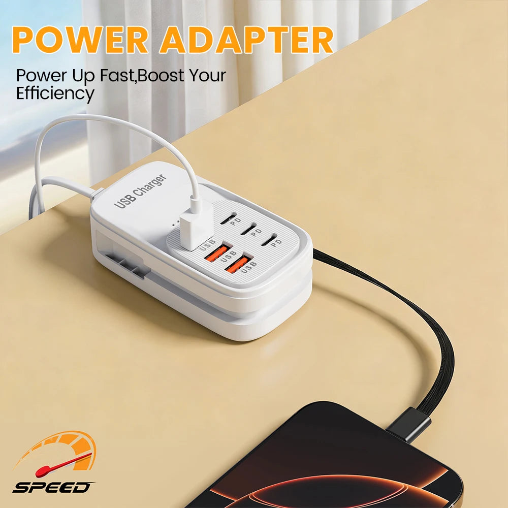 Estación de Carga USB 6 en 1 con Carga Rápida