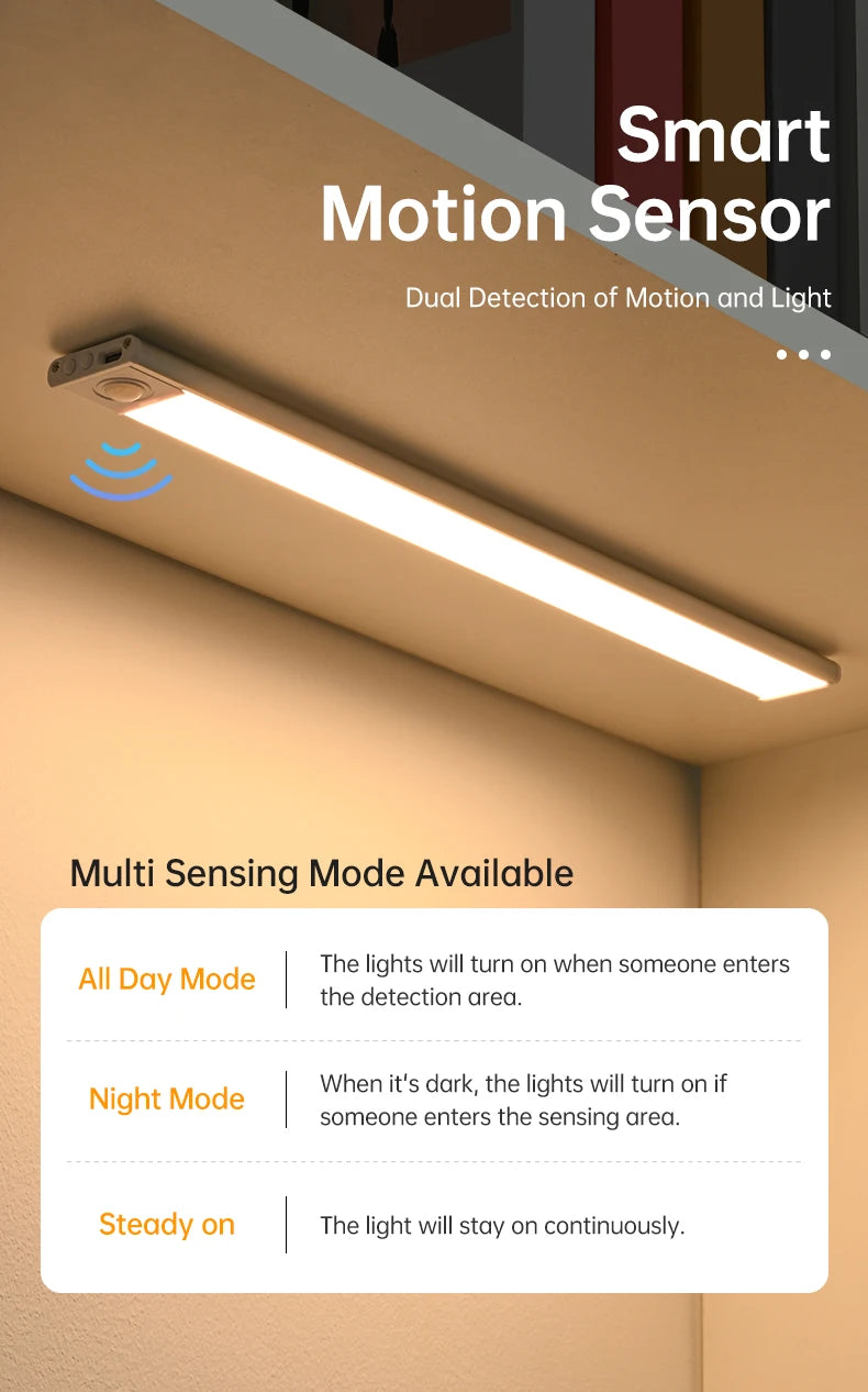 Luz LED Recargable USB con Sensor de Movimiento 50 cm