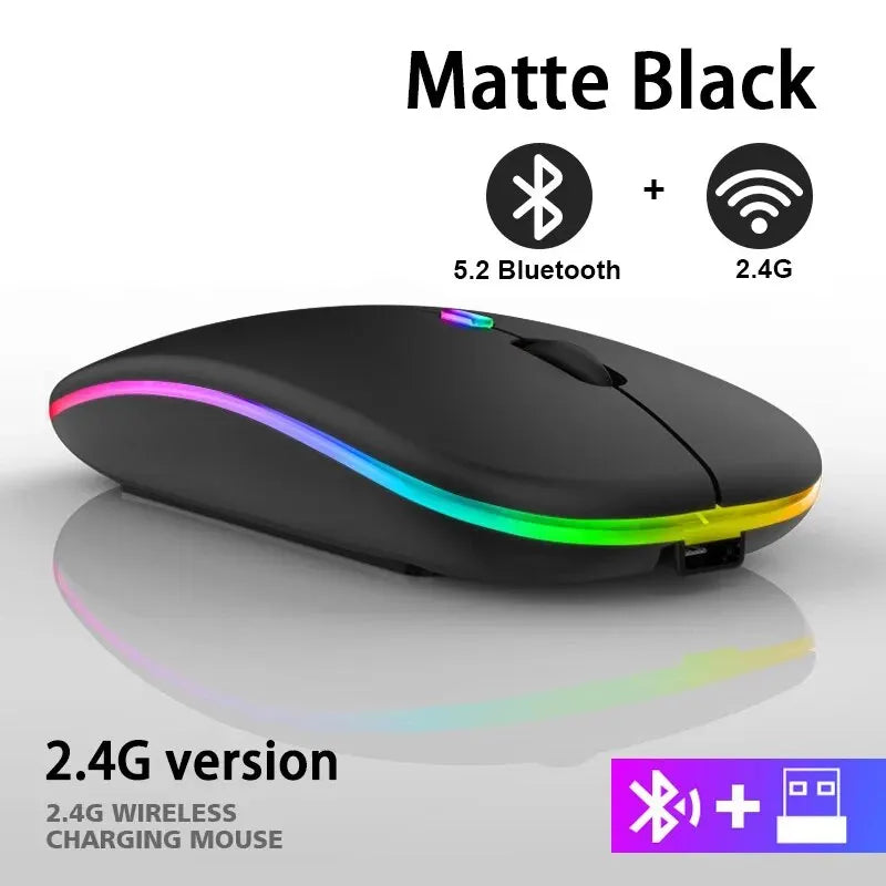 Mouse Inalámbrico RGB Recargable Bluetooth 5.0 para laptop y PC