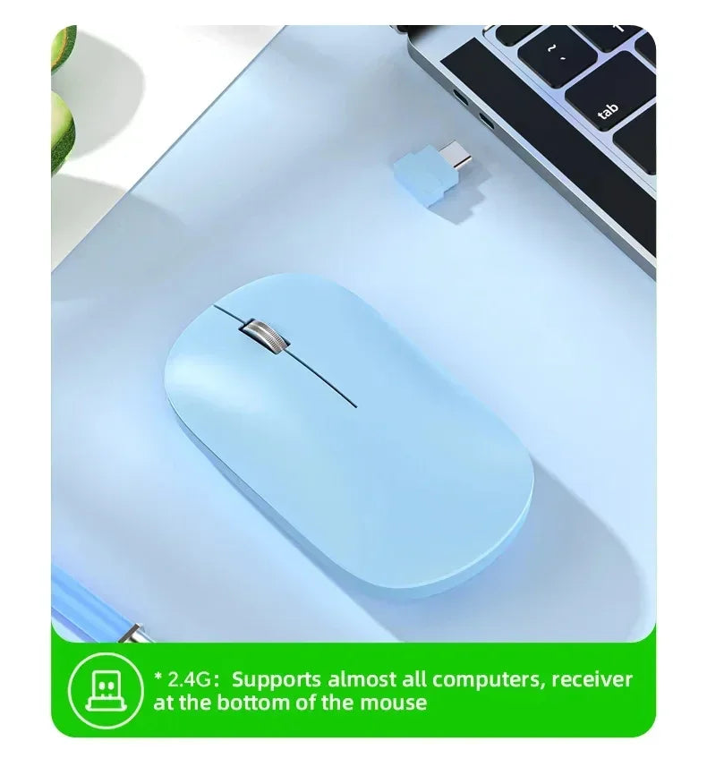 Mouse Inalámbrico Recargable Bluetooth y 2.4G Silencioso con Carga USB Tipo C