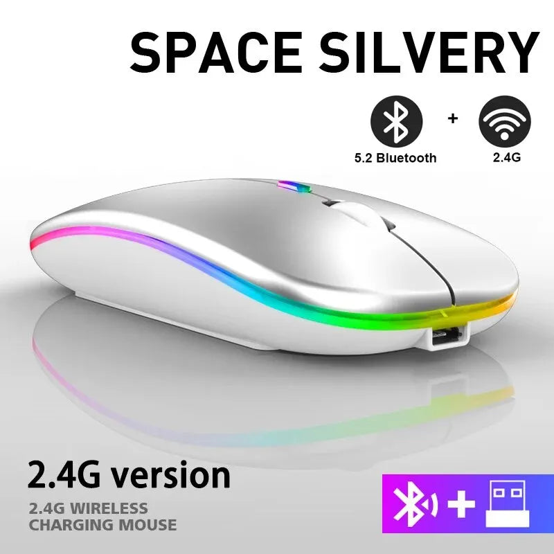 Mouse Inalámbrico RGB Recargable Bluetooth 5.0 para laptop y PC