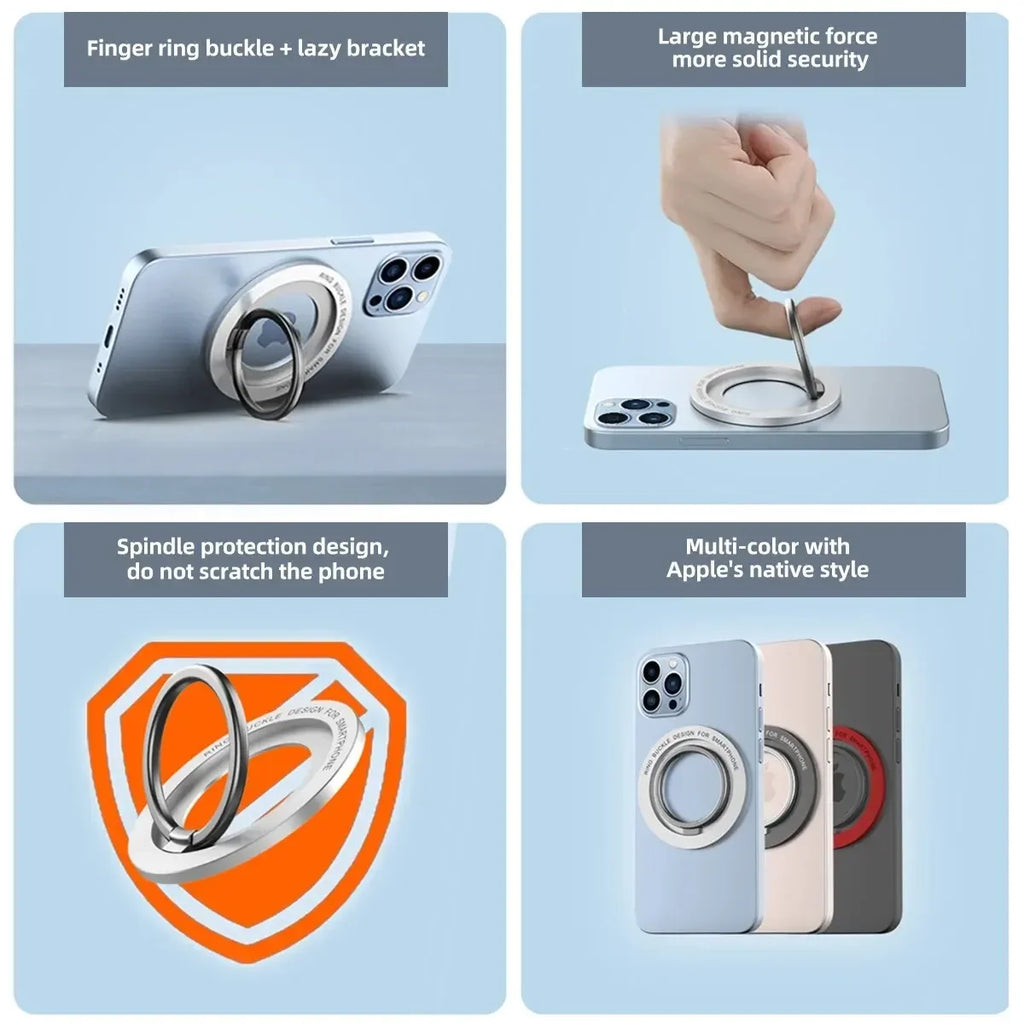 Anillo Magnético MagSafe para Celular Soporte Giratorio 360° con Agarre Seguro