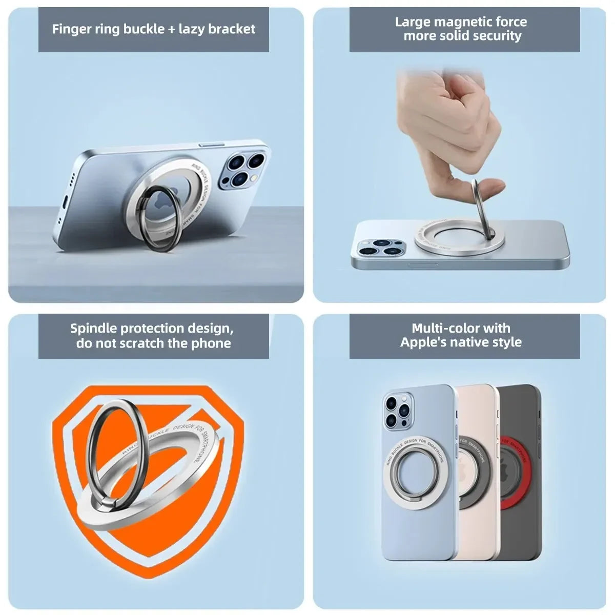 Anillo Magnético MagSafe para Celular Soporte Giratorio 360° con Agarre Seguro