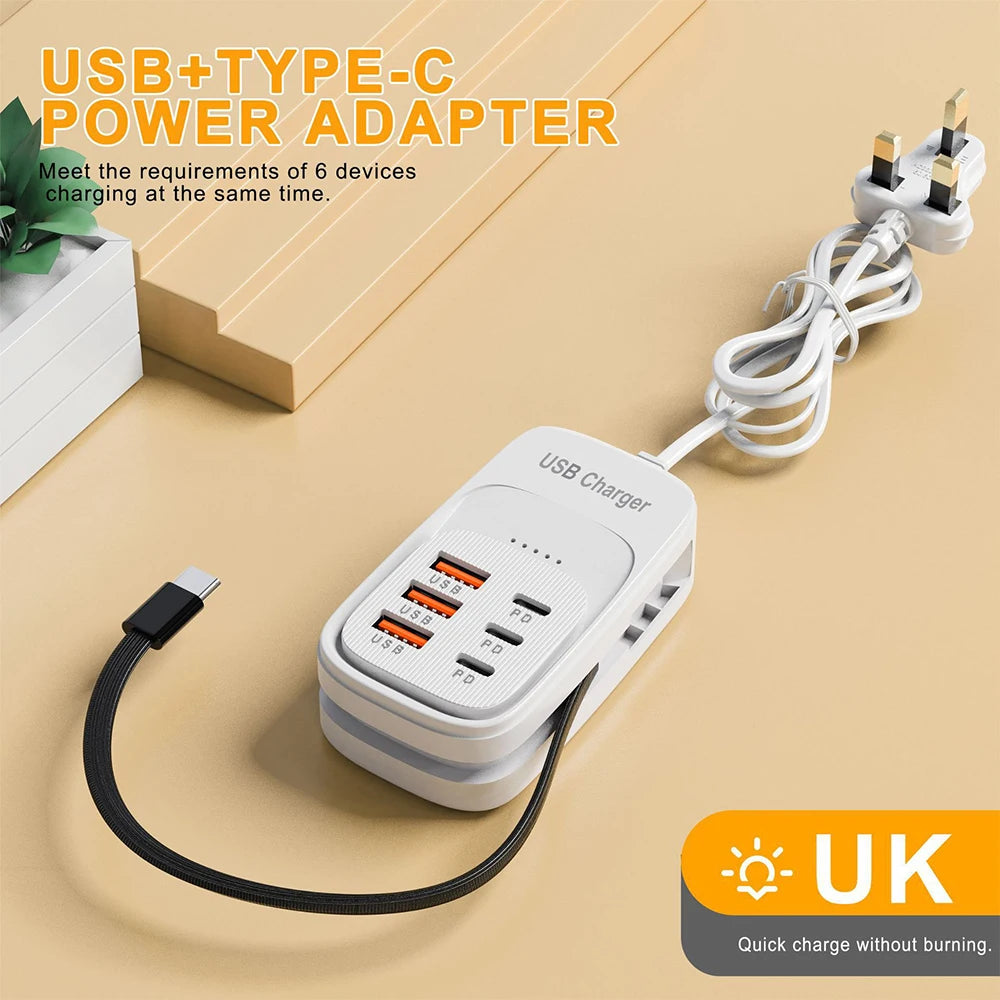 Estación de Carga USB 6 en 1 con Carga Rápida