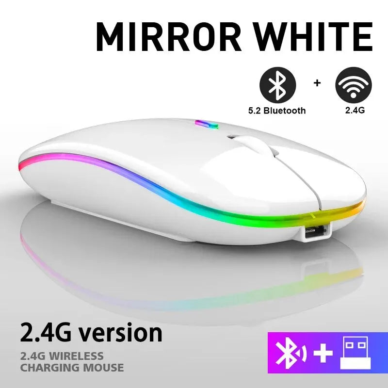 Mouse Inalámbrico RGB Recargable Bluetooth 5.0 para laptop y PC
