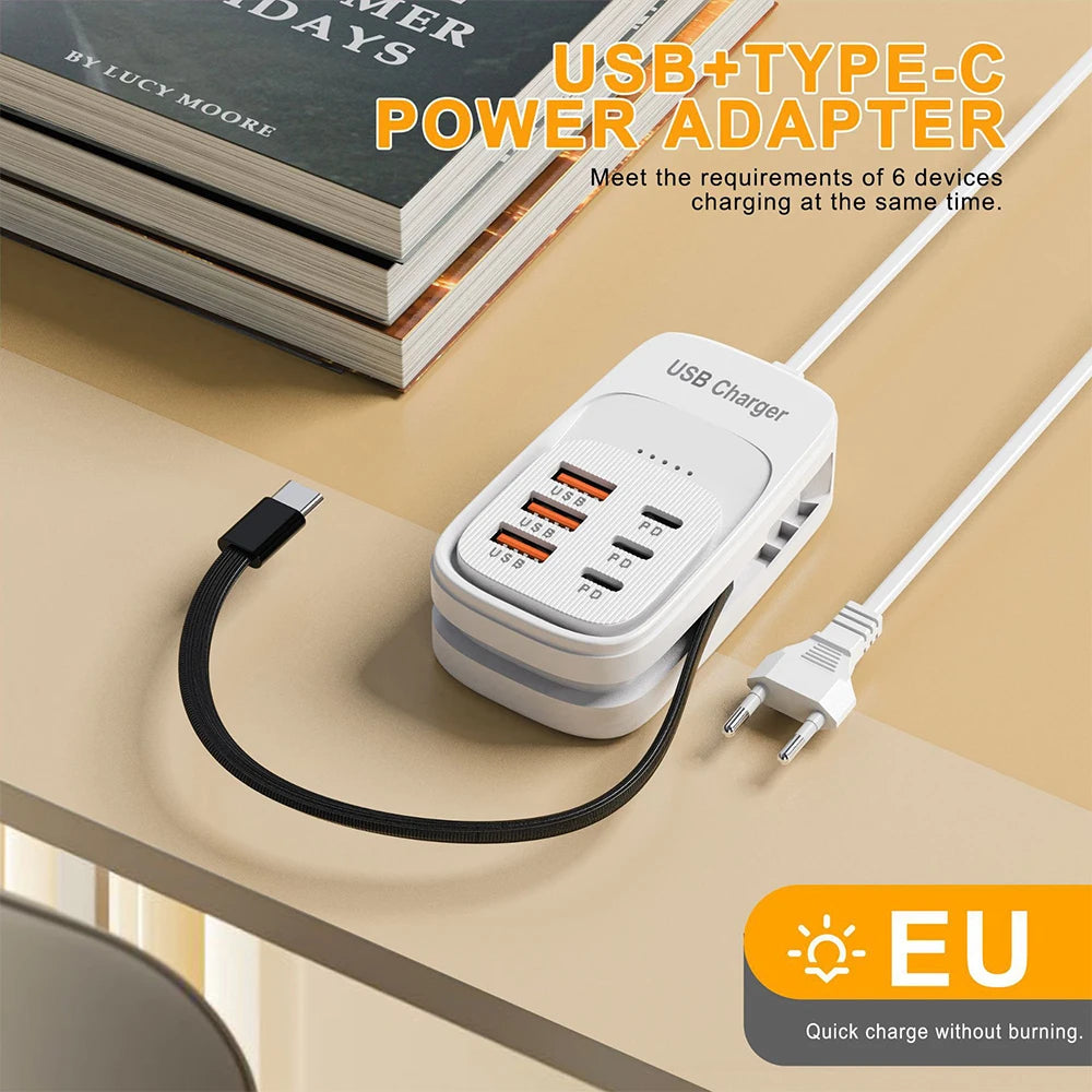 Estación de Carga USB 6 en 1 con Carga Rápida