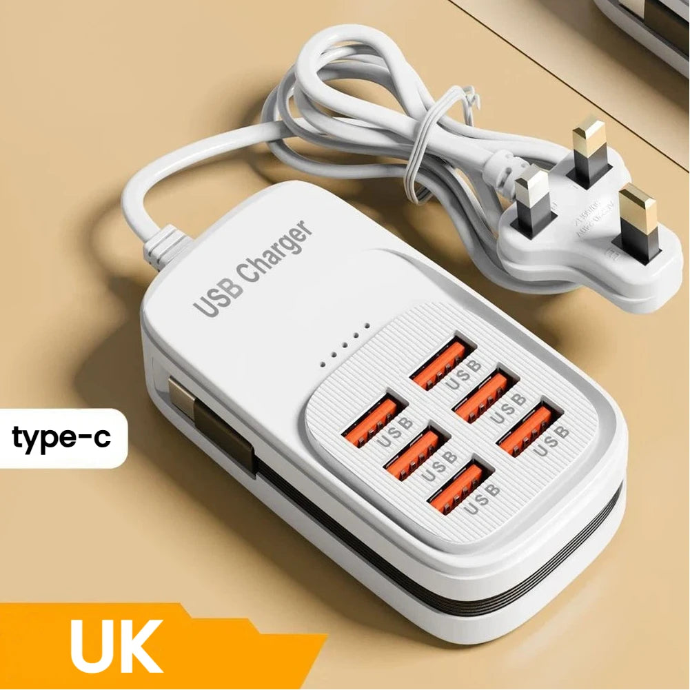 Estación de Carga USB 6 en 1 con Carga Rápida
