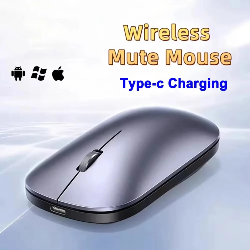Mouse Inalámbrico Recargable Bluetooth y 2.4G Silencioso con Carga USB Tipo C