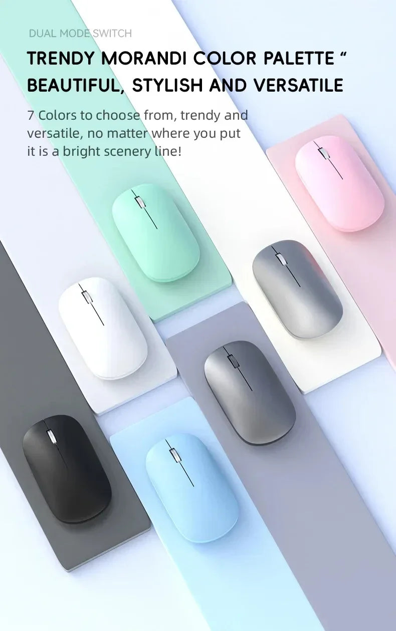 Mouse Inalámbrico Recargable Bluetooth y 2.4G Silencioso con Carga USB Tipo C