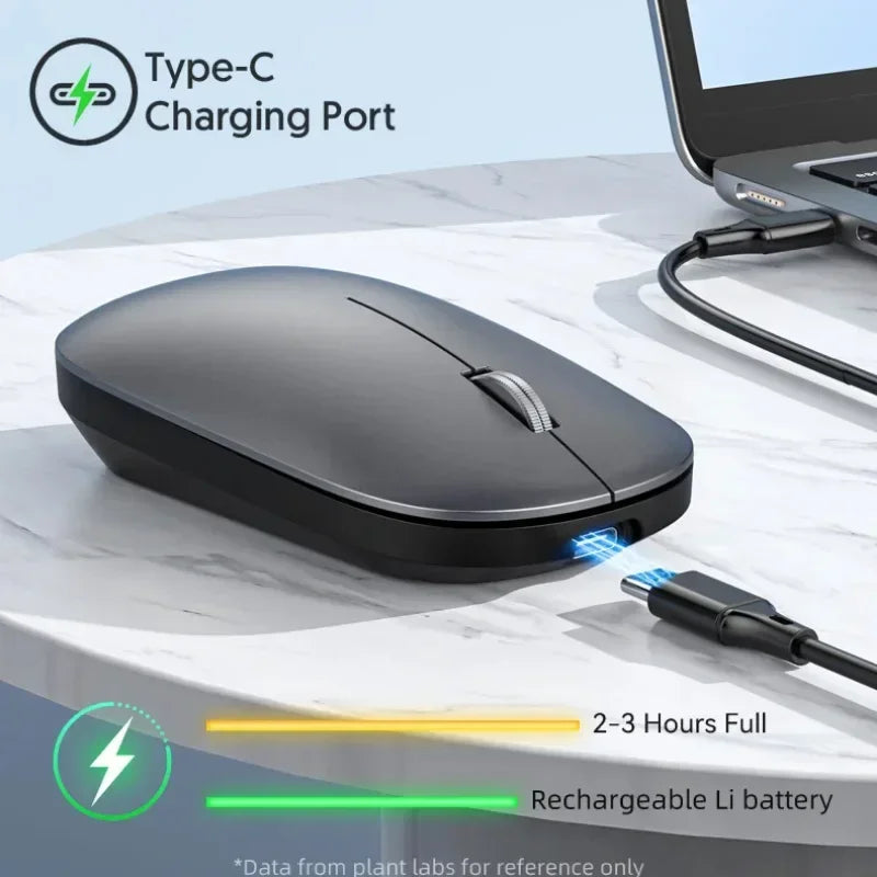 Mouse Inalámbrico Recargable Bluetooth y 2.4G Silencioso con Carga USB Tipo C