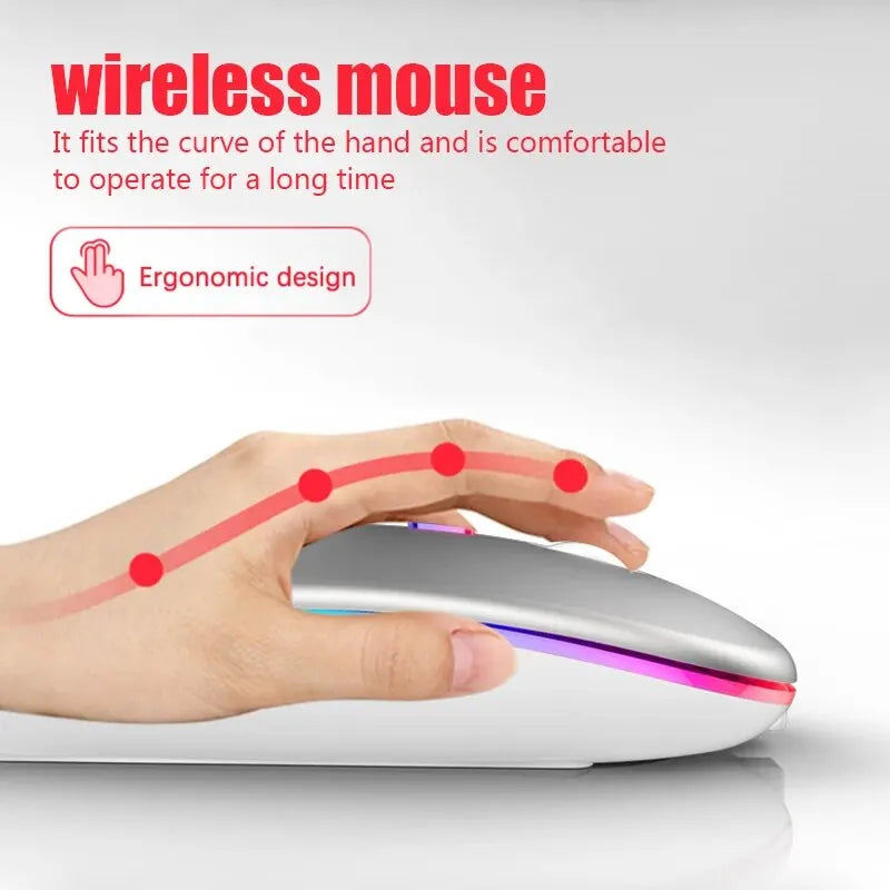 Mouse Inalámbrico RGB Recargable Bluetooth 5.0 para laptop y PC